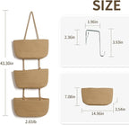 ANTIS'S HOME Over The Door Organizer Hanging Basket, 3-Tier Woven Cotton Wall-Mounted Nursery Storage Organizer Bag Boho Decorative Hanging Nursery Baskets for Living Room Bedroom - Honey