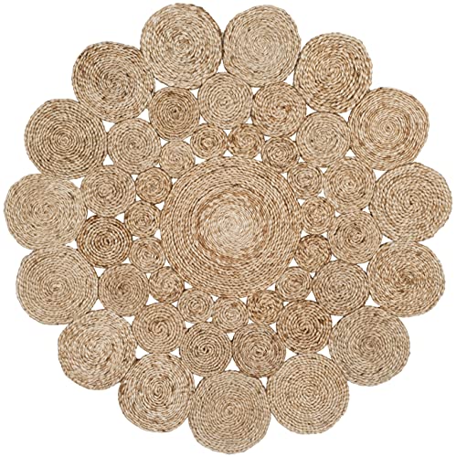 SAFAVIEH Natural Fiber Collection Area Rug - 4' Round, Natural, Handmade Boho Charm Farmhouse Jute, Ideal for High Traffic Areas in Living Room, Bedroom (NF363A) - color: Natural, size: 4' (Round)