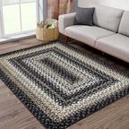 ROYHOME Braided Print Boho Rug 5x7 Living Room Area Rugs Modern Geometric WashableThrow Carpet Farmhouse Large Accent Carpet for Bedroom Kitchen Nursery Office, Black - size: 5' x 7' (Rectangular)