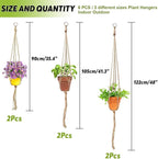Keadic 6Pcs Macrame Plant Hanger, 3 Sizes Indoor Hanging Plant Holder Hanging Plant Holder Plant Hangers Hanging Planters for Indoor Plants for Home Patio Garden