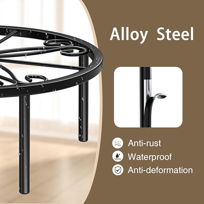 7.9 IN Plant Stand 1 PIC Metal Flower Pot Holders Indoor Tall 3.5'' Plant Rack Plant Riser Plant Shelf Accessories For Living Room Balcony Round Black