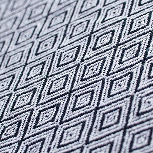 Americanflat 50x60 Throw Blanket - Soft and Breathable Cotton Throw Blanket for Couch, Bed, Chair - Decorative Blankets Perfect for Home or Outdoor Use - Navy Blue and White Double Diamond Design - color: Omala Navy and White Double Diamond