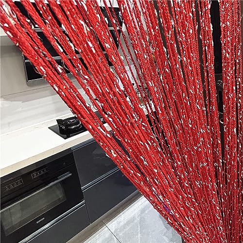 ave split Decorative Door String Curtain Wall Panel Fringe Window Room Divider Blind Divider Tassel Screen Home 100cm*200cm (red18) - color: Red18
