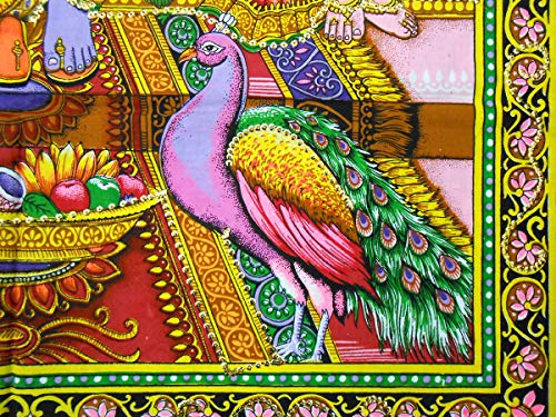 Lord Shiva Family Batik Cotton Wall Hanging Yoga Painting : Size 43"x30" Inches - color: Shva Family