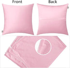 Thmyo 4-Pack 100% Cotton Comfortable Solid Decorative Throw Pillow Case Square Cushion Cover Pillowcases Blank Pillow Covers Valentines Day DIY Throw Pillowcase for Sofa Bed(24x24inch/60x60cm,Pink)