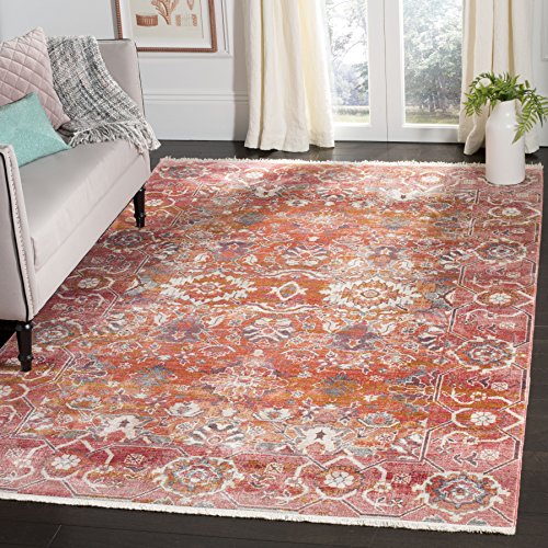 SAFAVIEH Persian Collection Area Rug - 6' x 9', Red & Orange, Traditional Oriental Distressed Design, Non-Shedding & Easy Care, Ideal for High Traffic Areas in Living Room, Bedroom (VTP471Q) - size: 6' x 9' (Rectangular)