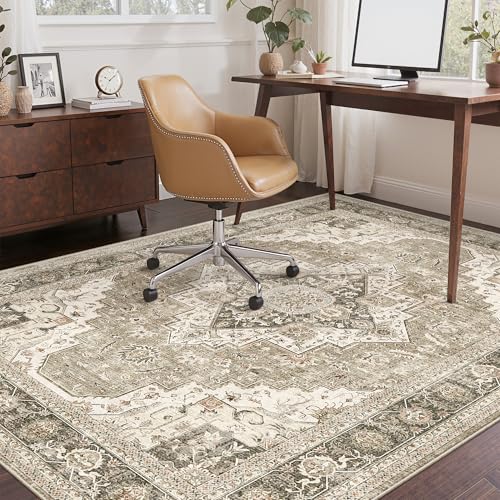 Roxstand 3x5 Area Rug - Washable Kitchen Rugs Non Slip,Soft Low Pile Small Rug for Entryway, Stain Resistant Vintage Area Rugs for Home Decor(Brown/Beige, 3'x5') - color: Brown/Beige, size: 3' x 5' (Rectangular)