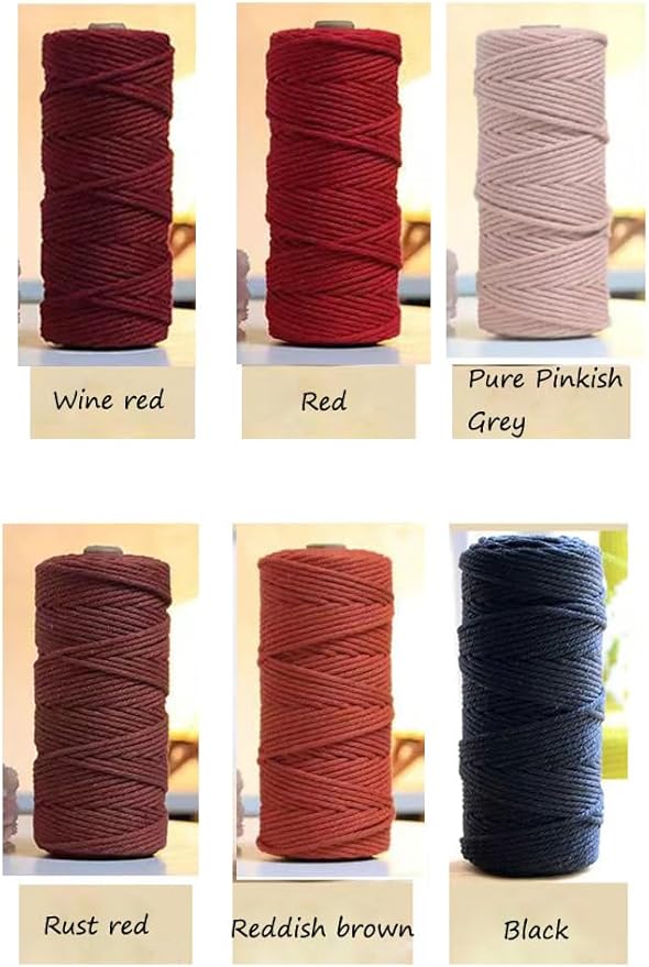 flipped 100% Natural Macrame Cotton Cord,3mm x109 Yard Twine String Cord Colored Cotton Rope Craft Cord for DIY Crafts Knitting Plant Hangers Christmas Wedding Décor (Dark Brown, 3mm*109yards)