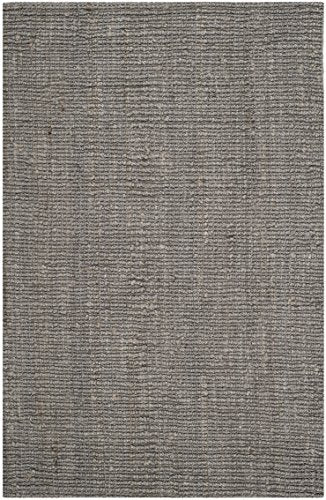 SAFAVIEH Area Rug 4x6 - Natural Fiber Collection - Light Grey, Handmade Jute, Farmhouse Style, Chunky Textured Thick Pile (NF447G)