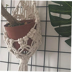 Handmade Cotton Rope Hanging Planter Bohemian Style Indoor Wall Decor for Succulents and Flower Pots Woven Sling Basket for Balcony and Office