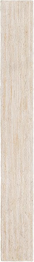Unique Loom Braided Jute Collection Area Rug - Dhaka (1' 2" x 10' Table Runner, White)