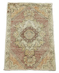 1'5" x 2'7" - 44 x 79 Cm Overdyed Beige Bohemian Wool Cotton Handmade Handknotted Vintage Turkish Area Rug for Living Room Bedroom Nursery Hallway Indoor