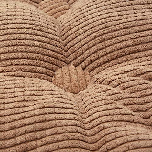 Brown Floor Pillow, Soft Round Seat Cushion (15" Dia.x 3.6'' H), Thicked Corduroy Chair Pad with EPE Foam, Indoor/Outdoor Floor Cushion, Tatami Seat Pad, Fits Dining Chairs, Office, Home, Dorm