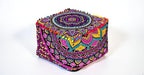 CRAFT KALA Large Hippie Mandala Meditation Floor Ottoman Pillow Cushion Pouf Cover Square Poufs Cover Bohemian Floor Cushion Cover Outdoor Fireplace Living Room Decor 22X22X14 inches, New Pink Ombre