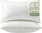 Ashler Home Deco 12x20 Pillows Insert (Set of 2) - Throw Pillow Inserts with 100% Cotton Cover - Lumbar Pillow Sofa Stuffer Pillow Inserts -Decorative White Couch Pillow