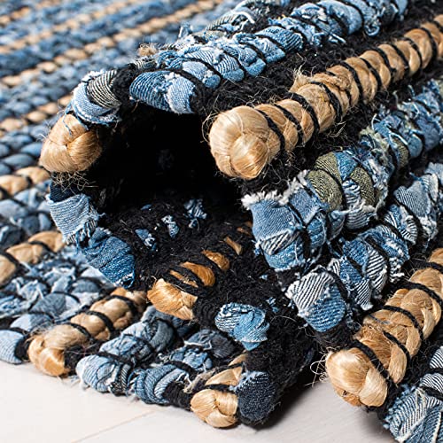 SAFAVIEH Cape Cod Collection Area Rug - 10' x 14', Blue & Natural, Handmade Flat Weave Braided Jute & Cotton, Ideal for High Traffic Areas in Living Room, Bedroom (CAP363A) - size: 10' x 14' (Rectangular)