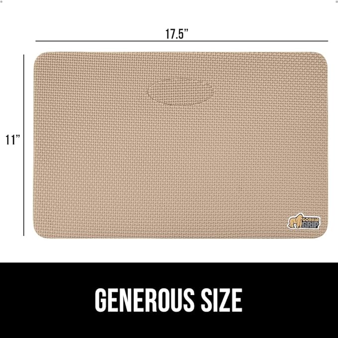 GORILLA GRIP Extra Thick Patent Pending Supportive Foam Kneeling Pad, 2 PK, Large Cushion Knee Pads for Gardening, Baby Bath, Dirt and Water Resistant, Workout and Garden Supplies, 17.5x11, Beige