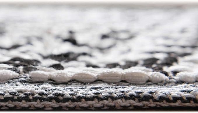 Unique Loom Chindi Jute Collection Area Rug (1' 2" x 8' Table Runner, White Black)