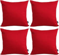 Thmyo 4-Pack 100% Cotton Comfortable Solid Decorative Throw Pillow Cases Square Cushion Cover Pillowcases Sublimation Blank Valentines Day DIY Throw Pillow Covers for Sofa Bed(20x20inch/50x50cm,Red)