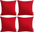 Thmyo 4-Pack 100% Cotton Comfortable Solid Decorative Throw Pillow Cases Square Cushion Cover Pillowcases Sublimation Blank Valentines Day DIY Throw Pillow Covers for Sofa Bed(16x16inch/40x40cm,Red)