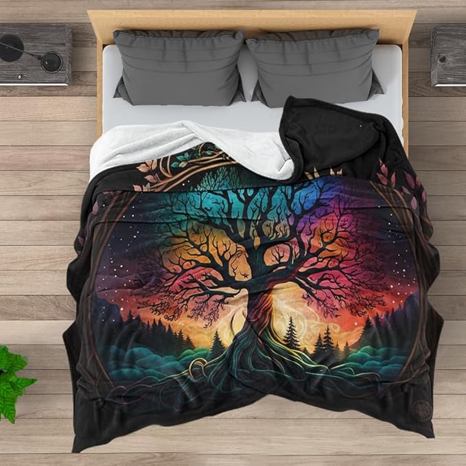 Tree of Life Throw Blanket Soft All Season Fleece Blanket Sofa Bed Lightweight Blanket Print Cute Stuff for Men and Lovers Super Soft and Comfortable Warm Flannel Throw Blanket Sofa 30"x40"