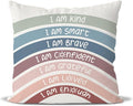 QIYUHOY Rainbow Classroom Throw Pillow Covers, Book Center Calming Corner Playroom Decor Pillow Case, Crimson Pillow Cover, I Am Kind Smart Brave Confidence 18x18 Inch Pillowcase（Crimson）