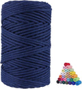 FLIPPED 100% Natural Cotton Macrame Cord,5mm x110 Yards Macrame Cords Colored Cotton Macrame Rope Craft Cord for DIY Crafts Knitting Plant Hangers Christmas Wedding Décor（Dark Blue）