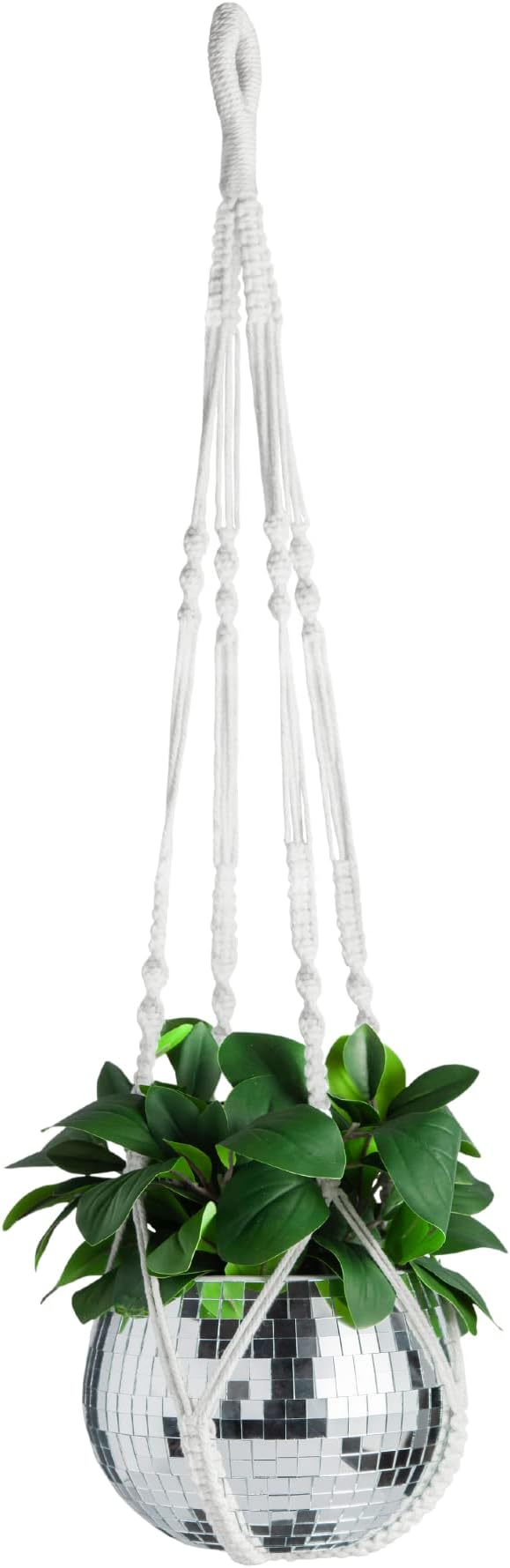 Macrame Plant Hanger with Short Rope (No Tassel) - 35 Inch - Cotton Macrame Cord for Boho Decor Flower Pots - Bohemian Chic Home Decor, Simple Indoor Outdoor Hanging Houseplants or Terrarium | 1 Pack