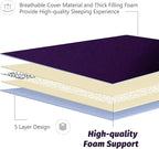 MAXYOYO Japanese Floor Mattress Futon Mattress, Thicken Sleeping Pad Foldable Roll Up Floor Futon for Adults Tatami Mat Dormitory Bed Lounger, Purple, Full Size