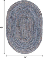 SAFAVIEH Area Rug 8x10 Oval - Cape Cod Collection - Large - Blue & Natural Brown, Handmade Jute & Cotton, Woven Braided Design (CAP202M)