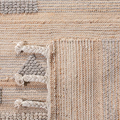 SAFAVIEH Natura Collection Area Rug - 6' x 9', Natural & Beige, Flat Weave Boho Braided Tassel Jute & Wool Design, Ideal for High Traffic Areas in Living Room, Bedroom (NAT278A) - size: 6' x 9' (Rectangular)