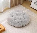 Large Floor Pillow Meditation Cushion Round Floor Cushions for Adults,Luxury Faux Fur Thick Floor Pillows for Sitting Put in Living Room Balcony Outdoor Tatami（Grey）