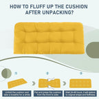 downluxe Outdoor Bench Cushion for Patio Furniture, Water Resistant Tufted Overstuffed Porch Swing Cushions, Thick Outdoor Loveseat Cushions, 44" X 19" X 5", Yellow, Set of 1