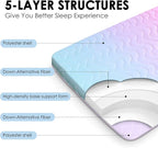 Japanese Floor Futon Mattress, 3.5" Thicken Colorful Rainbow Portable Floor Mattress, High-Density Foam Tatami Mat Sleeping Pad for Camping Guest Room Dormitory RV, Queen