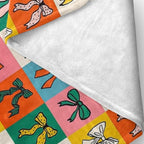 Colorful Bow Throw Blanket Preppy Blanket Coquette Flannel Soft Cute Bow Decor Lightweight Aesthetic Room Christmas Thanksgiving Decor Gifts for Women Girl for Sofa Couch Travel Bed 40"x50"