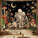 Lifeel Skeleton Lovers Tapestry, The Kissing Lovers Boho Aesthetic Skull Gothic Tapestry for Bedroom Living Room, 36x48 inches - color: Black1, size: 48"L x 36"W