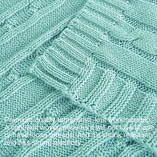 NTBAY 100% Pure Cotton Cable Knit Toddler Blanket, Super Soft Warm Breathable 30x40 Baby Blanket for Crib, Stroller, Nursery, Travel, Newborn, 30x40 Inches, Light Blue - color: Light Blue