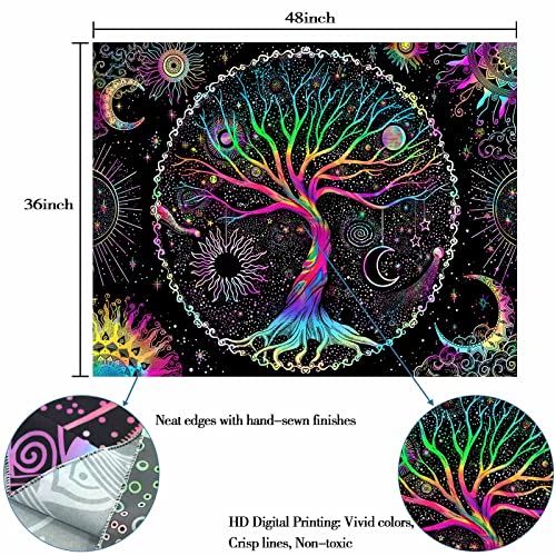 Spenlife Tree of Life Tapestry Black Light Tapestry for Bedroom Colorful Aesthetic Tree Tapestries Aesthetic Tapestries Wall Hanging for Bedroom Colorful 36×48 Inches - color: Olive Green, size: 48"L x 36"W