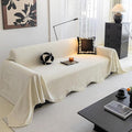ROOMLIFE Boho White Couch Cover for Dogs, Washable Non Slip Furniture Protector Couch Sofa Covers for 3 Cushion Couch, Soft Chenille Couch Cover Throw Blanket with Tassels 71''X118''