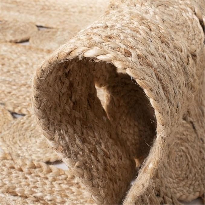 SAFAVIEH Natural Fiber Collection Area Rug - 6' Square, Natural, Handmade Farmhouse Rustic Country, Ideal for High Traffic Areas in Living Room, Bedroom (NF365B)