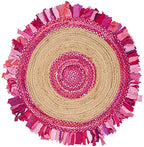 SAFAVIEH Cape Cod Collection 4' Round Pink / Natural CAP701U Handmade Boho Fringe Jute & Cotton Area Rug - color: Pink/Natural, size: 4' (Round)