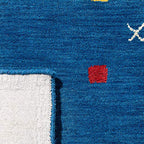 SAFAVIEH Himalaya Collection Area Rug - 4' Square, Blue, Handmade Boho Tribal Wool, Ideal for High Traffic Areas in Living Room, Bedroom (HIM563M) - color: Blue, size: 4' x 4' (Square)