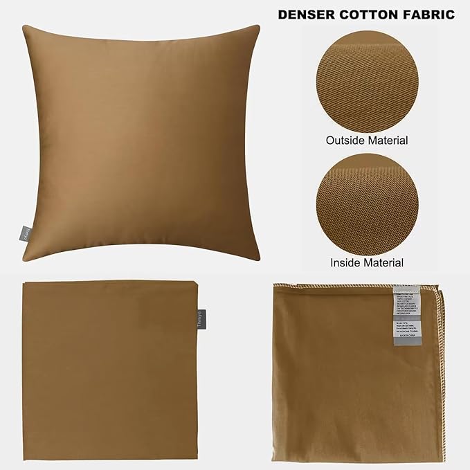 4-Pack 100% Cotton Comfortable Solid Decorative Throw Pillow Case,Thmyo Square Cushion Cover Pillowcase Sublimation Blank Pillow Covers DIY Throw Pillowcase for Couch(22x22 inch/ 55x55cm,Light Coffee)
