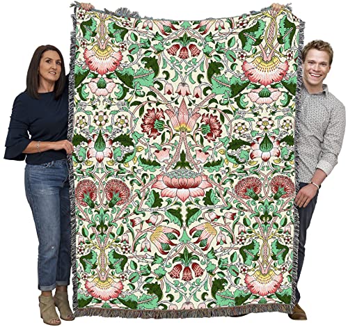 Pure Country Weavers William Morris Lodden Rose Blanket - Arts & Crafts - Gift Tapestry Throw Woven from Cotton - Made in the USA (72x54) - color: Rose, size: Large