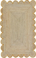 Weaving Cottage Scalloped Natural Jute Area Rug | Beige & Yellow, 2X3 FT Handwoven Jute Doormat | Eco-Friendly, Durable, and Stylish | Perfect for Living Room, Bedroom, and Entryway