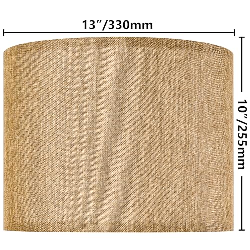 GO&SO Set of 2 Brown Medium Drum Lamp Shades 13" Top x 13" Bottom x 10" High (Spider) Farmhouse Lampshades for Table Lamp & Bedside Lamp - Handcrafted - color: Brown, size: 13*13*10 inch-2 Pack