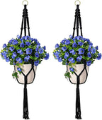 Macrame Plant Hangers 2 Pack Indoor Outdoor Hanging Planter Basket Handmade Rope Hanging Plant Holder for Indoor Outdoor Boho Home Decor 41 Inch, Black