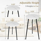 ARTORA Indoor Plant Stand, Mid Century Wood Plant Stool Adjustable White Corner Tall Plant Sand Marble Texture Small Round End Table 18 Inch Plant Holder for Flower Pots Modern Home Decor (18.11' x 9.25")