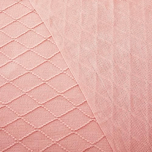 Acrylic Knitted Throw Blanket, Lightweight and Soft Cozy Decorative Woven Blanket with Tassels for Couch, Bed, Sofa, Travel, Suitable for All Seasons, 50 x 60 Inches, Baby Pink - color: Baby Pink