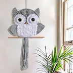 ACEDSGN Macrame Owl Wall Hanging Boho Hippy Decor, Handmade Tapestry Fiber Art Wall Decor for Nursery Bedroom Living Room, Sustainable Gift for Owl Lovers & Nature Fans